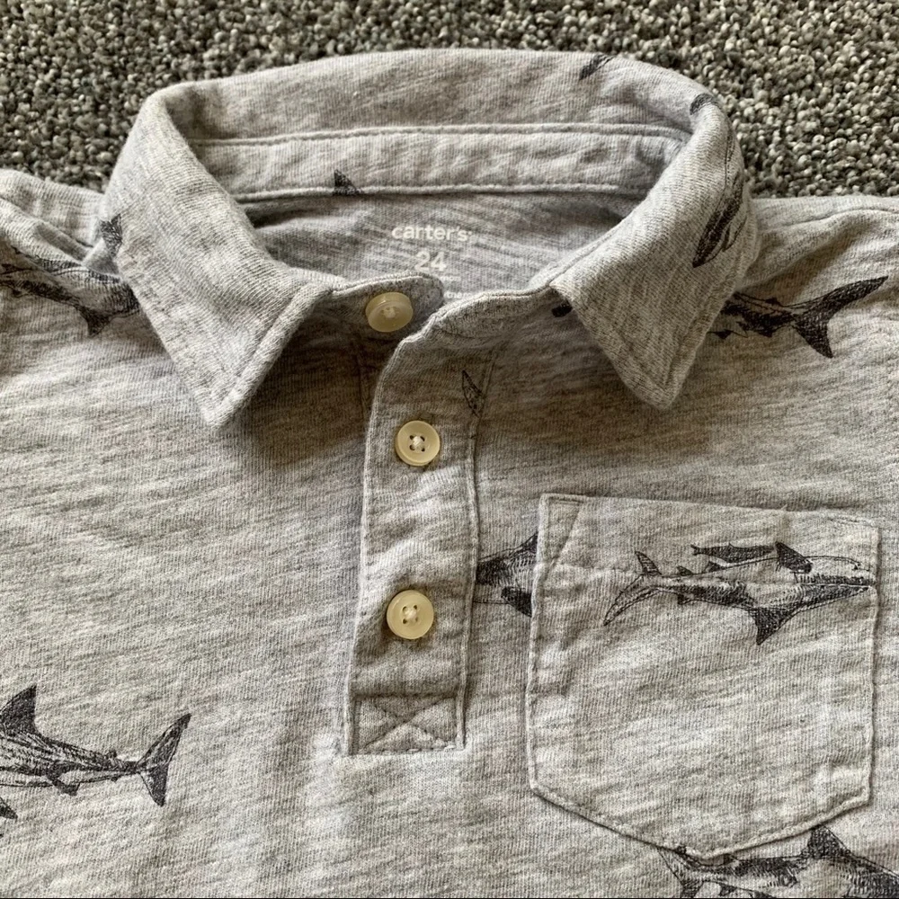 Carter's Grey Polo Shark Top - 24 Months